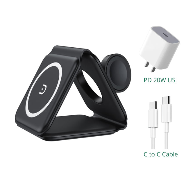 15W 3 IN 1 Wireless Magnetic Charger Foldable Stand
