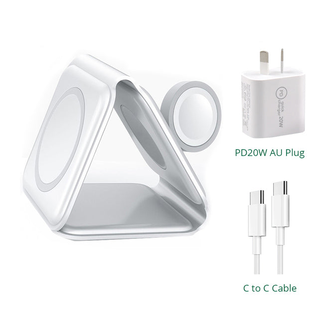 15W 3 IN 1 Wireless Magnetic Charger Foldable Stand